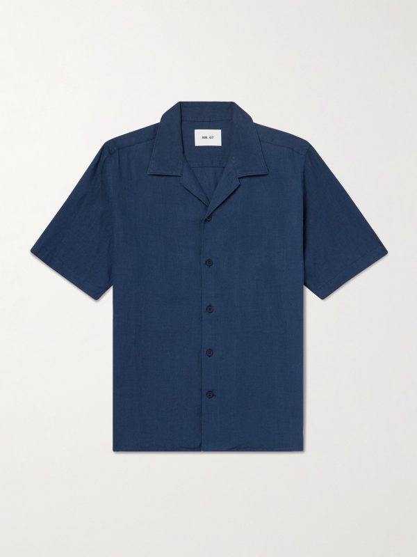 Julio 5708 Camp-Collar Linen Shirt