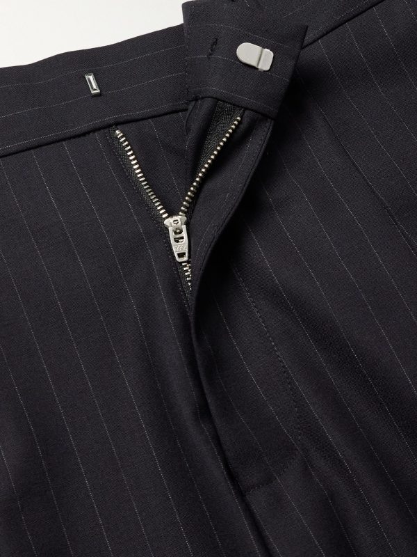 Kay 10037 Wide-Leg Pleated Pinstriped Woven Trousers - E1 Kay 10037 Wide-Leg Pleated Pinstriped Woven Trousers - E1