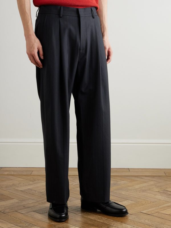 Kay 10037 Wide-Leg Pleated Pinstriped Woven Trousers - FR Kay 10037 Wide-Leg Pleated Pinstriped Woven Trousers - FR