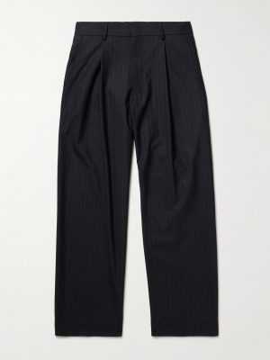 Kay 10037 Wide-Leg Pleated Pinstriped Woven Trousers Kay 10037 Wide-Leg Pleated Pinstriped Woven Trousers