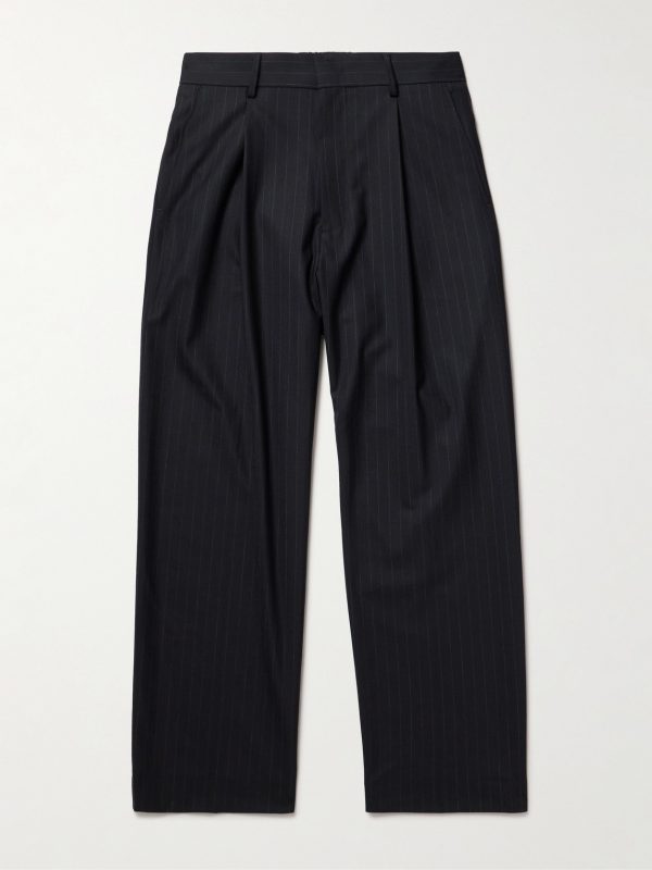 Kay 10037 Wide-Leg Pleated Pinstriped Woven Trousers Kay 10037 Wide-Leg Pleated Pinstriped Woven Trousers