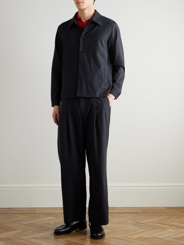 Kay 10037 Wide-Leg Pleated Pinstriped Woven Trousers - OU Kay 10037 Wide-Leg Pleated Pinstriped Woven Trousers - OU