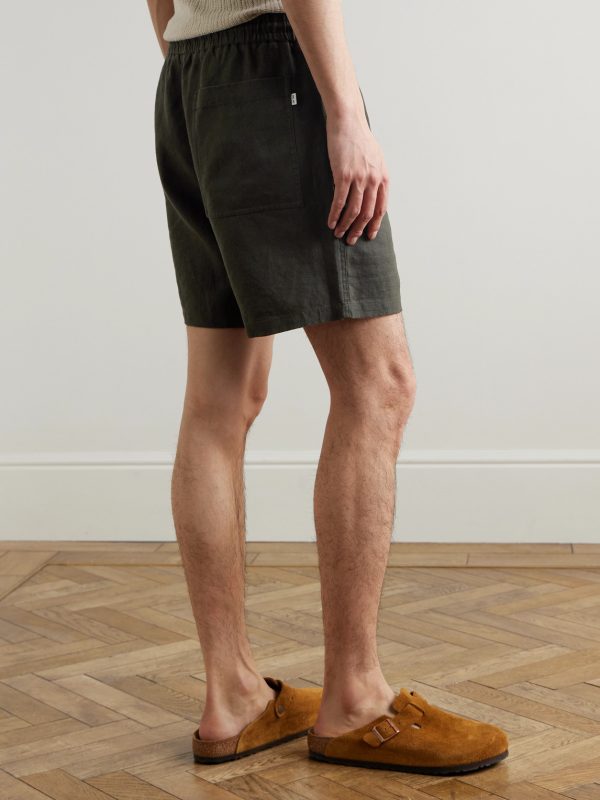 Gregor 1454 Straight-Leg Linen Drawstring Shorts - BK Gregor 1454 Straight-Leg Linen Drawstring Shorts - BK
