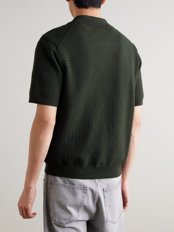 Gustav 600160 Textured Organic Cotton Zip-Up Polo Shirt - BK Gustav 600160 Textured Organic Cotton Zip-Up Polo Shirt - BK