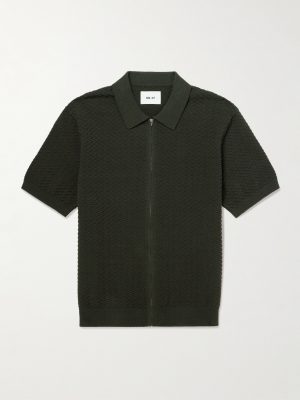 Gustav 600160 Textured Organic Cotton Zip-Up Polo Shirt