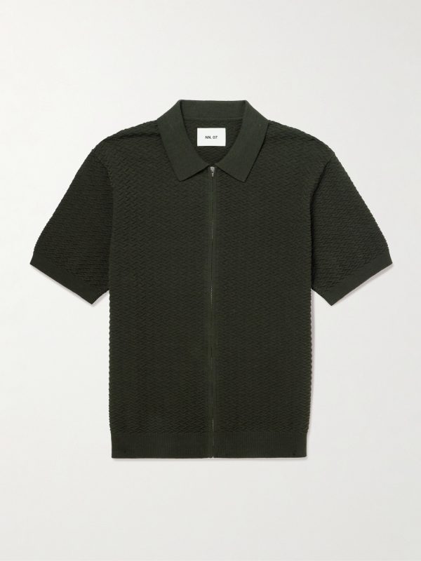 Gustav 600160 Textured Organic Cotton Zip-Up Polo Shirt Gustav 600160 Textured Organic Cotton Zip-Up Polo Shirt