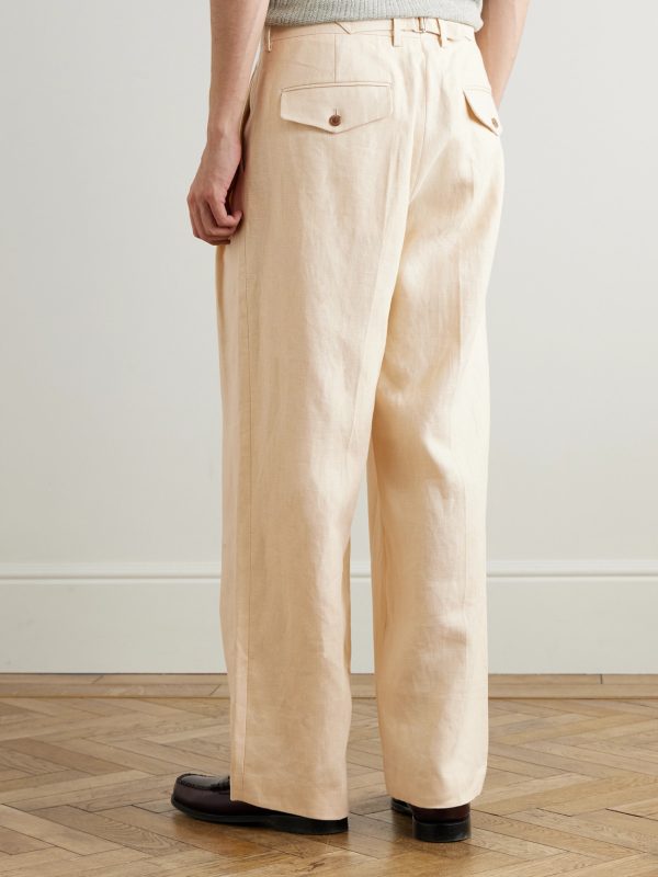 Justin 1454 Wide-Leg Pleated Linen Suit Trousers - BK Justin 1454 Wide-Leg Pleated Linen Suit Trousers - BK