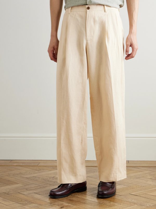 Justin 1454 Wide-Leg Pleated Linen Suit Trousers - FR Justin 1454 Wide-Leg Pleated Linen Suit Trousers - FR
