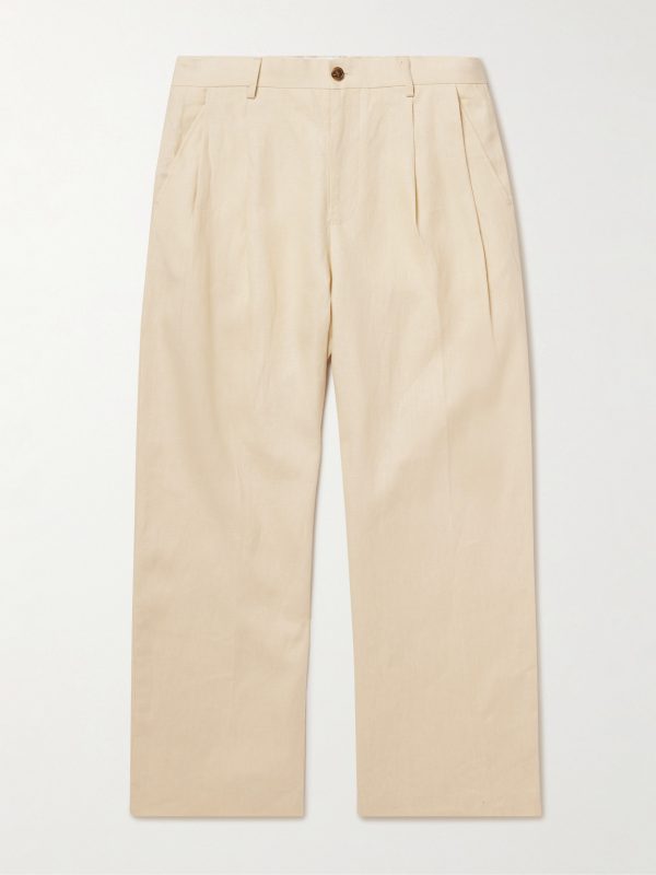 Justin 1454 Wide-Leg Pleated Linen Suit Trousers Justin 1454 Wide-Leg Pleated Linen Suit Trousers