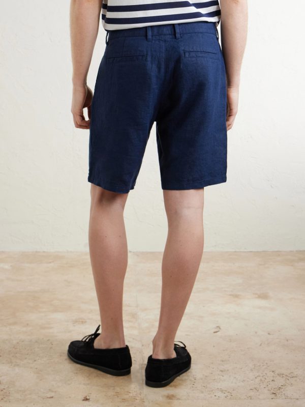 Aden 1454 Straight-Leg Linen Shorts - BK Aden 1454 Straight-Leg Linen Shorts - BK