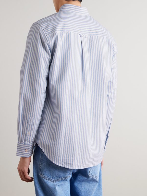 Colby 5910 Button-Down Collar Striped Organic Cotton Oxford Shirt - BK