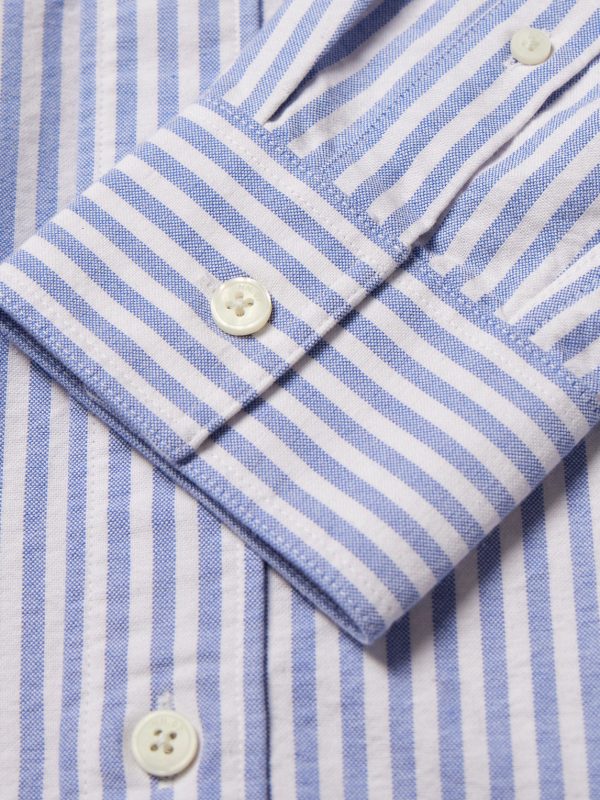 Colby 5910 Button-Down Collar Striped Organic Cotton Oxford Shirt - E1