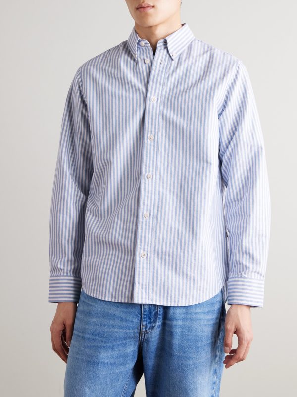 Colby 5910 Button-Down Collar Striped Organic Cotton Oxford Shirt - FR