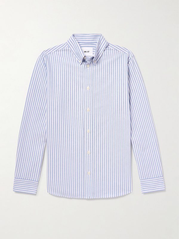 Colby 5910 Button-Down Collar Striped Organic Cotton Oxford Shirt