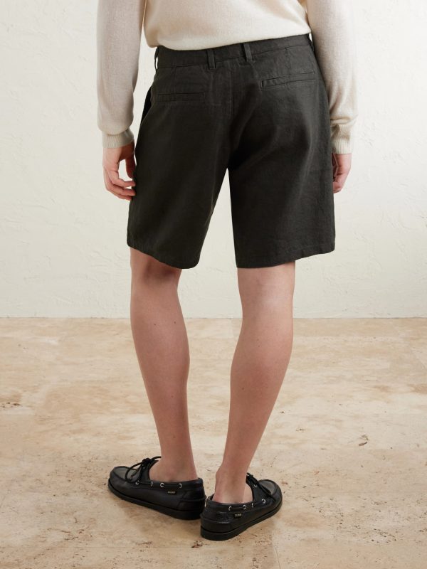 Aden 1454 Straight-Leg Linen Shorts - BK