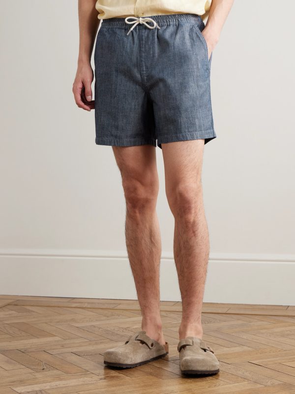 Gregor 10056 Straight-Leg Cotton-Chambray Drawstring Shorts - FR Gregor 10056 Straight-Leg Cotton-Chambray Drawstring Shorts - FR