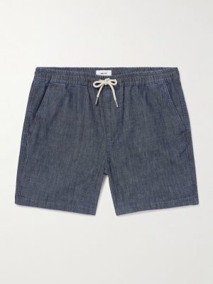 Gregor 10056 Straight-Leg Cotton-Chambray Drawstring Shorts Gregor 10056 Straight-Leg Cotton-Chambray Drawstring Shorts