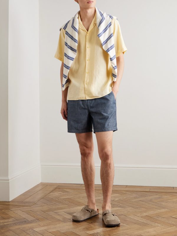 Gregor 10056 Straight-Leg Cotton-Chambray Drawstring Shorts - OU Gregor 10056 Straight-Leg Cotton-Chambray Drawstring Shorts - OU
