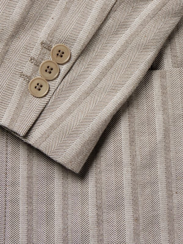 Jordin 10058 Double-Breasted Striped Cotton-Blend Herringbone Suit Jacket - CU Jordin 10058 Double-Breasted Striped Cotton-Blend Herringbone Suit Jacket - CU