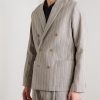 Jordin 10058 Double-Breasted Striped Cotton-Blend Herringbone Suit Jacket - FR Jordin 10058 Double-Breasted Striped Cotton-Blend Herringbone Suit Jacket - FR