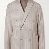 Jordin 10058 Double-Breasted Striped Cotton-Blend Herringbone Suit Jacket Jordin 10058 Double-Breasted Striped Cotton-Blend Herringbone Suit Jacket
