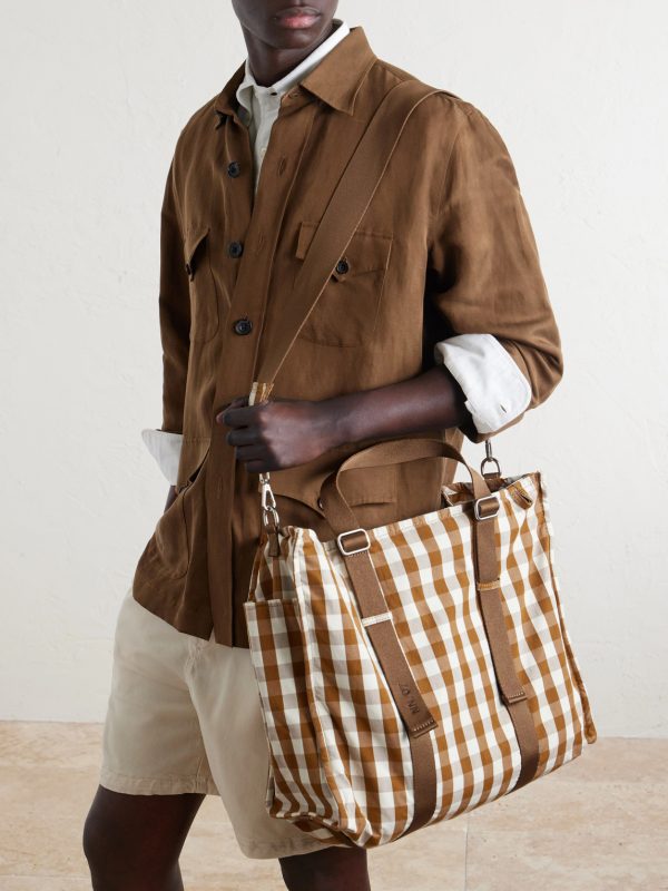 Checked Organic Cotton Weekend Bag - FR