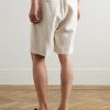 Kay 1454 Straight-Leg Pleated Linen Shorts - BK Kay 1454 Straight-Leg Pleated Linen Shorts - BK