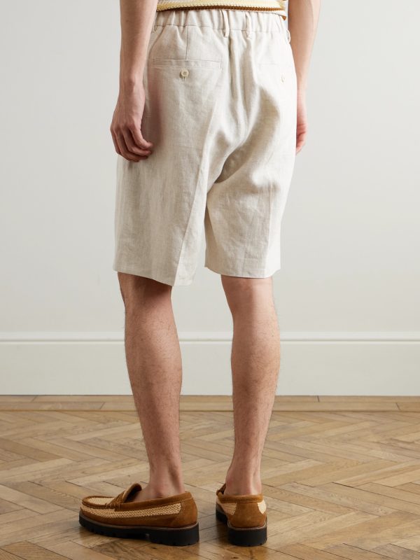 Kay 1454 Straight-Leg Pleated Linen Shorts - BK Kay 1454 Straight-Leg Pleated Linen Shorts - BK