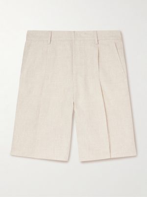 Kay 1454 Straight-Leg Pleated Linen Shorts Kay 1454 Straight-Leg Pleated Linen Shorts