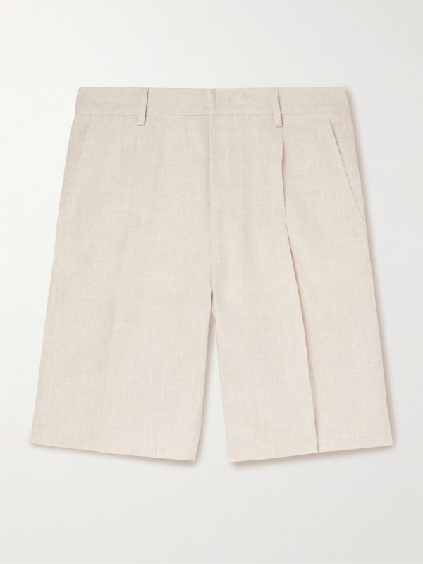 Kay 1454 Straight-Leg Pleated Linen Shorts Kay 1454 Straight-Leg Pleated Linen Shorts