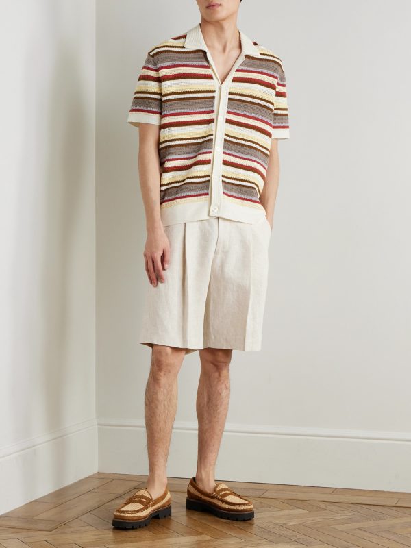 Kay 1454 Straight-Leg Pleated Linen Shorts - OU Kay 1454 Straight-Leg Pleated Linen Shorts - OU