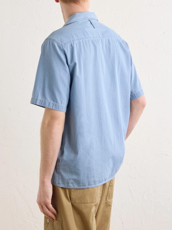 Julio SS 5765 Camp-Collar Cotton Chambray Shirt - BK Julio SS 5765 Camp-Collar Cotton Chambray Shirt - BK