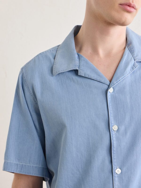 Julio SS 5765 Camp-Collar Cotton Chambray Shirt - CU Julio SS 5765 Camp-Collar Cotton Chambray Shirt - CU