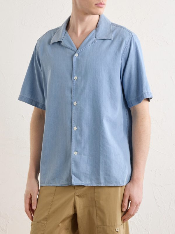 Julio SS 5765 Camp-Collar Cotton Chambray Shirt - FR Julio SS 5765 Camp-Collar Cotton Chambray Shirt - FR