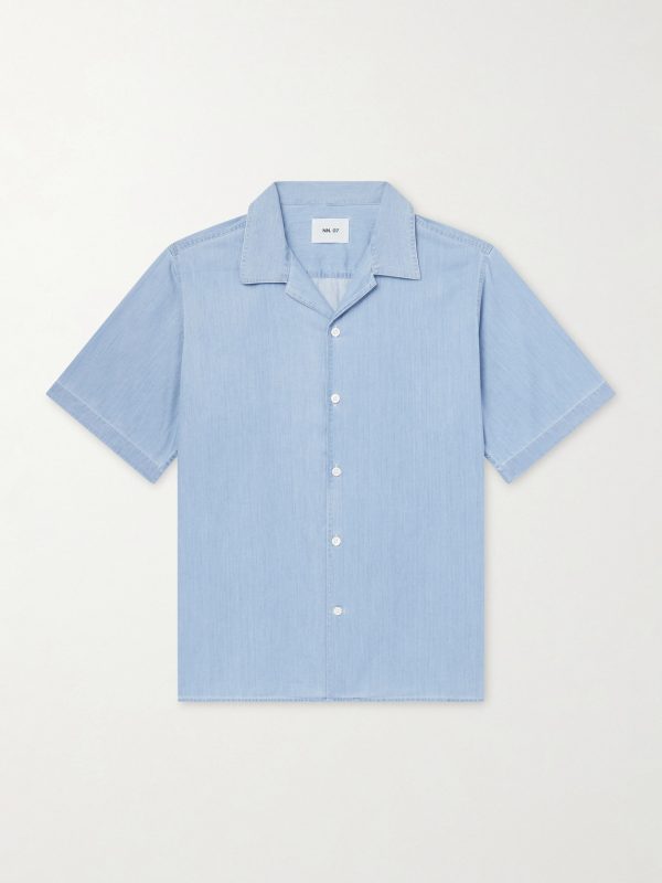 Julio SS 5765 Camp-Collar Cotton Chambray Shirt Julio SS 5765 Camp-Collar Cotton Chambray Shirt