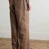 Kay 1454 Straight-Leg Pleated Linen Trousers - BK
