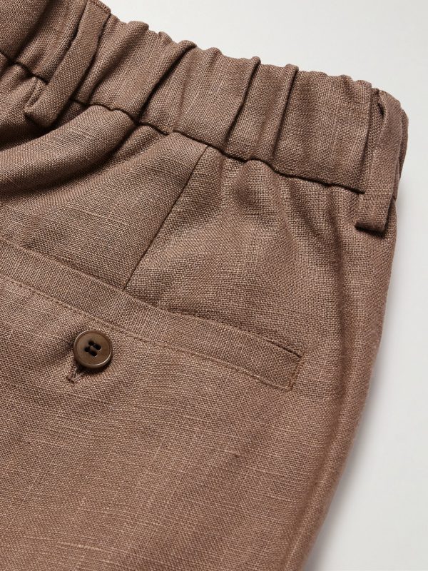 Kay 1454 Straight-Leg Pleated Linen Trousers - CU