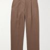 Kay 1454 Straight-Leg Pleated Linen Trousers