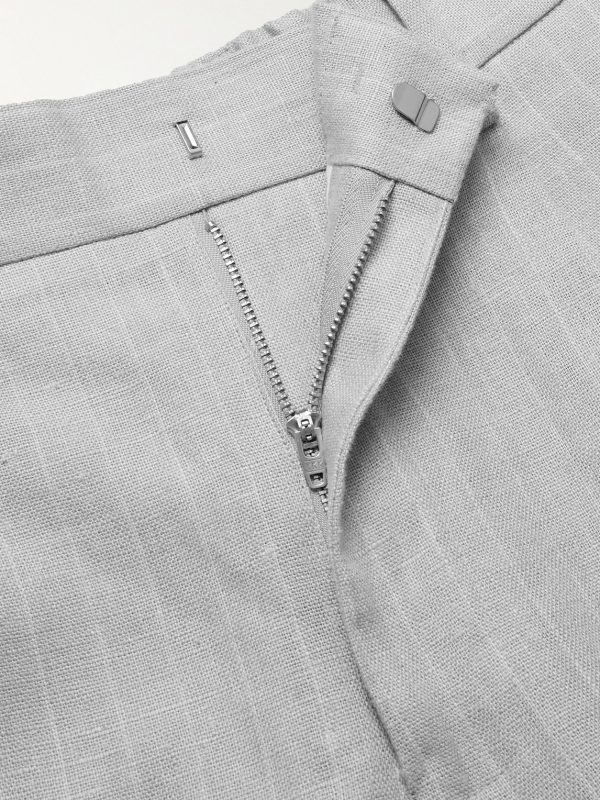 Kay 1455 Straight-Leg Pleated Pinstriped Linen Trousers - E1 Kay 1455 Straight-Leg Pleated Pinstriped Linen Trousers - E1