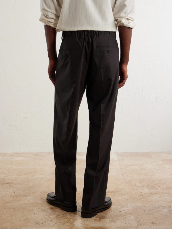 Kay 10037 Straight-Leg Pleated Woven Trousers - BK