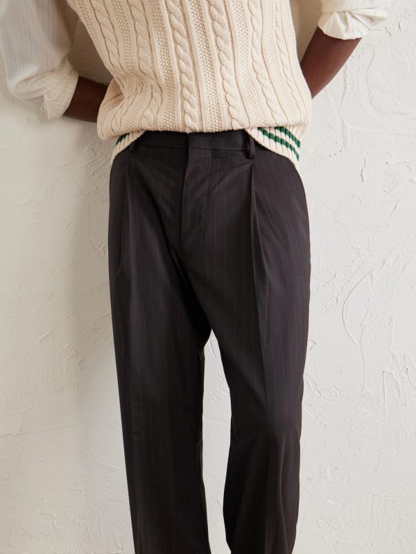 Kay 10037 Straight-Leg Pleated Woven Trousers - CU