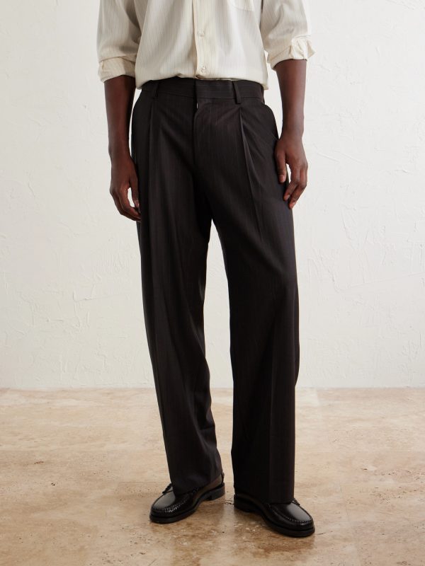 Kay 10037 Straight-Leg Pleated Woven Trousers - FR