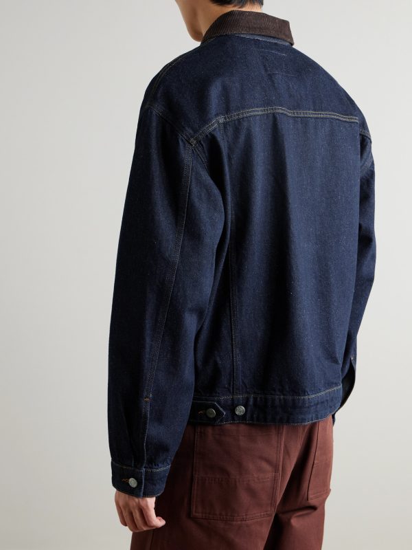 Roy 1882 Corduroy-Trimmed Organic Denim Jacket - BK Roy 1882 Corduroy-Trimmed Organic Denim Jacket - BK