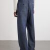 Kay 10056 Straight-Leg Pleated Organic Cotton-Chambray Trousers - BK Kay 10056 Straight-Leg Pleated Organic Cotton-Chambray Trousers - BK