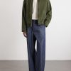 Kay 10056 Straight-Leg Pleated Organic Cotton-Chambray Trousers - OU Kay 10056 Straight-Leg Pleated Organic Cotton-Chambray Trousers - OU