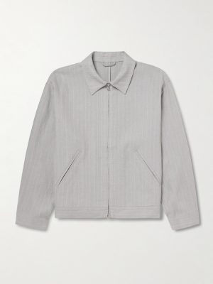 Petrus 1455 Oversized Pinstriped Linen Blouson Jacket Petrus 1455 Oversized Pinstriped Linen Blouson Jacket