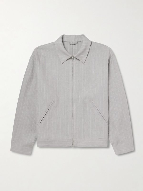 Petrus 1455 Oversized Pinstriped Linen Blouson Jacket Petrus 1455 Oversized Pinstriped Linen Blouson Jacket