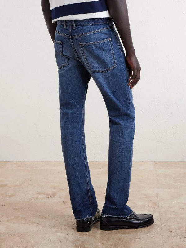 Straight-Leg Fringed Jeans - BK Straight-Leg Fringed Jeans - BK