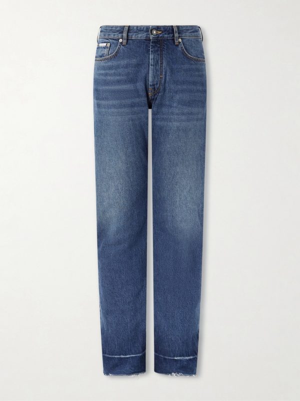 Straight-Leg Fringed Jeans Straight-Leg Fringed Jeans