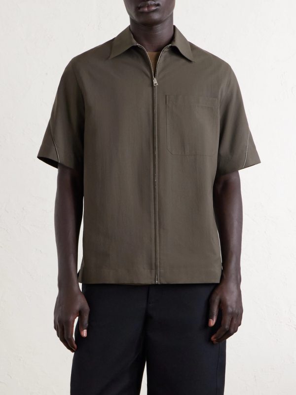 Recycled Woven Zip-Up Shirt - FR